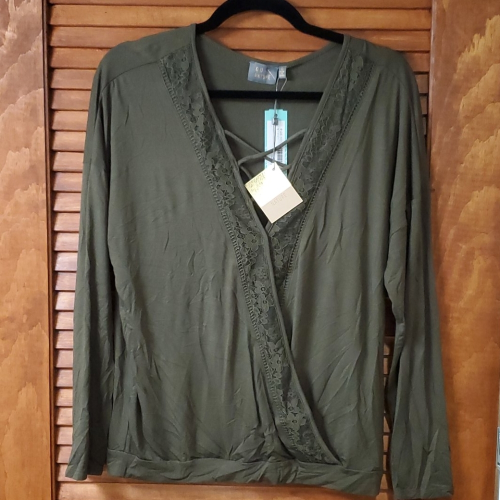 Olive Green Woman's Top Small